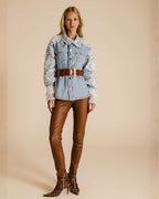 Jaqueta jeans com renda
