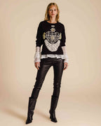 Blusa de moletom bordado preto