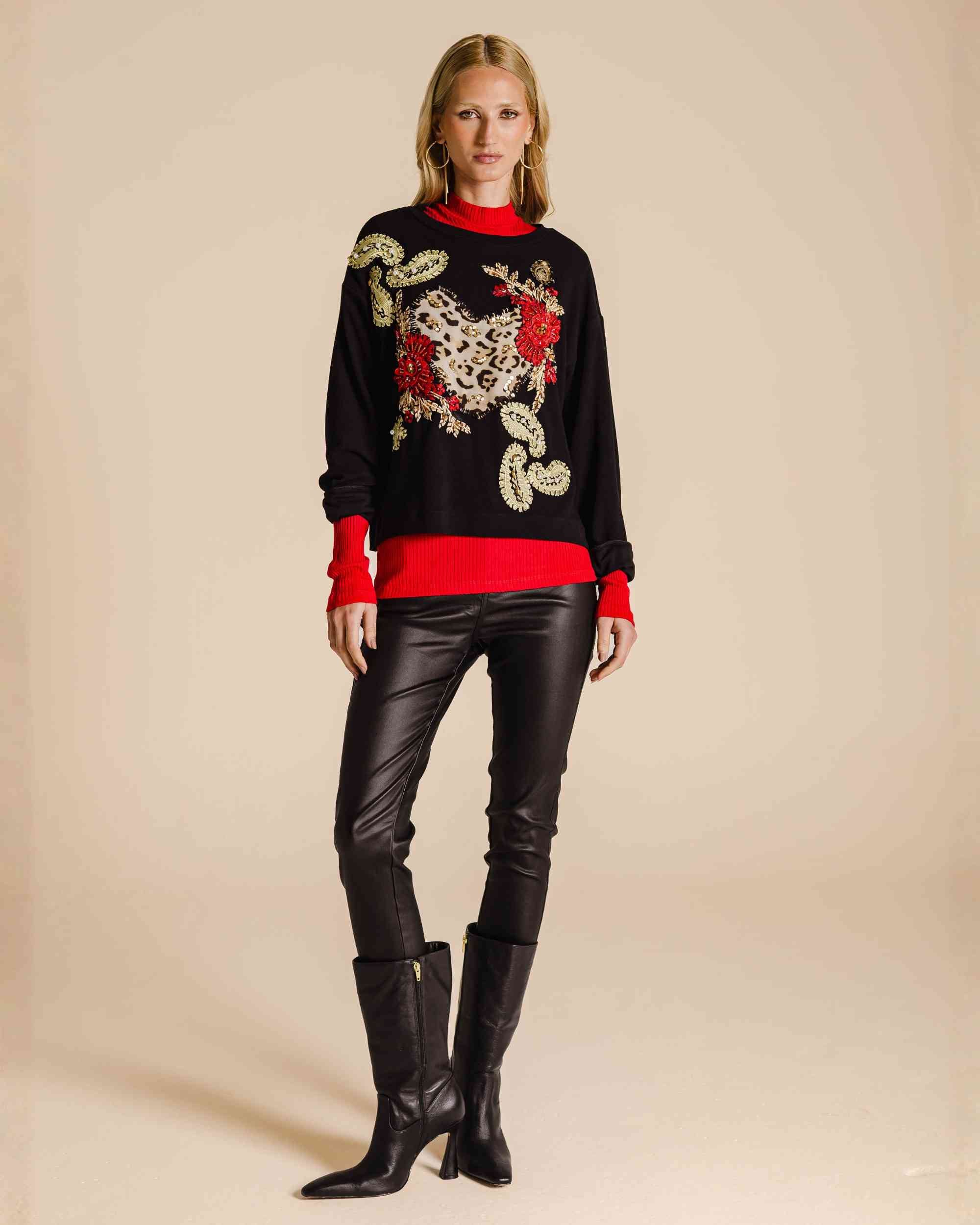 Blusa de moletom coração floral