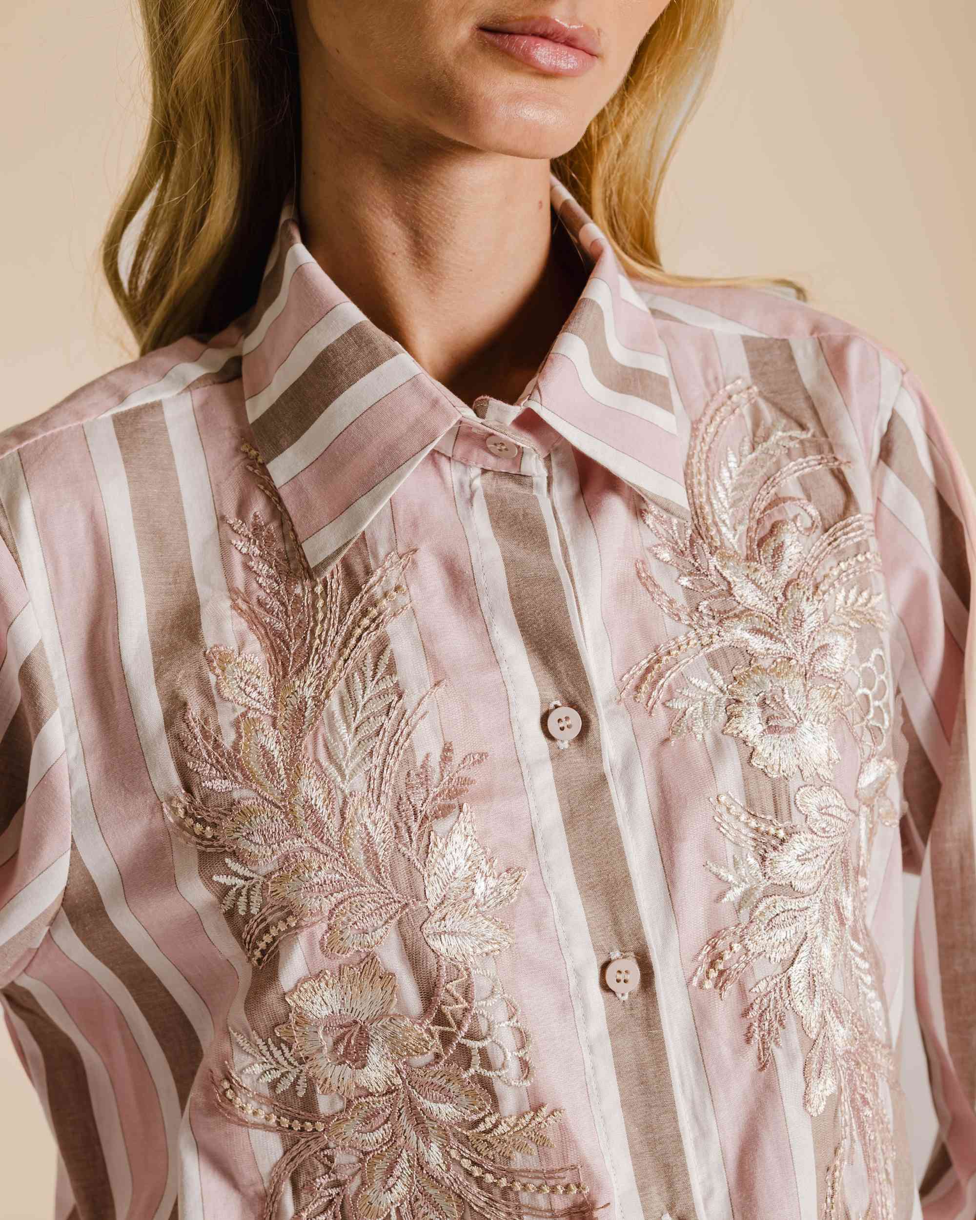 Camisa listras com renda