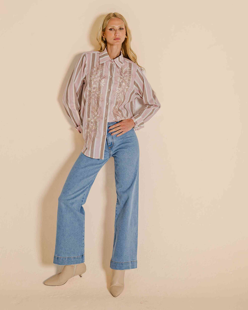 Camisa listras com renda